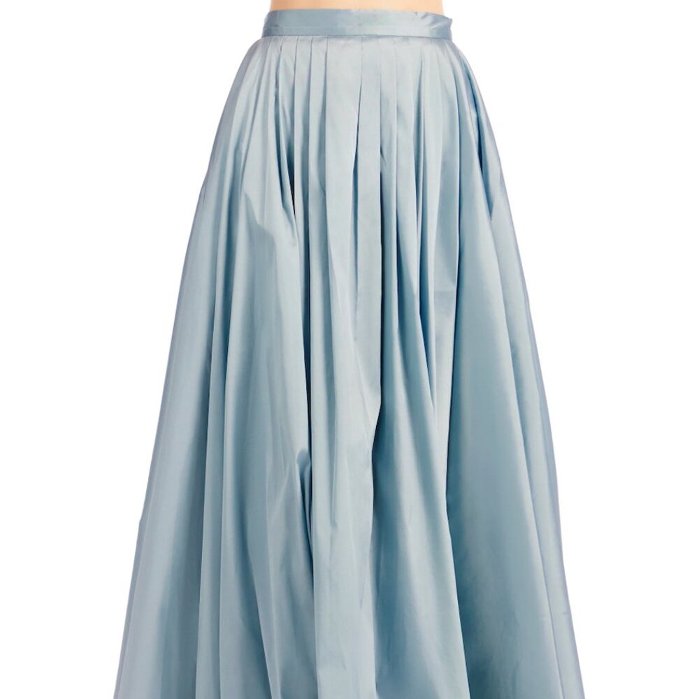 PLEATED SOFT TAFFETA BALLGOWN SKIRT LIGHT BLUE